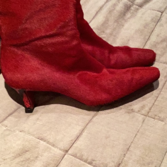 Emmanuel Ungaro Paris Red Calf Hair Snake Detailing Zip Up Boots size 7 1/2 M - Picture 13 of 16